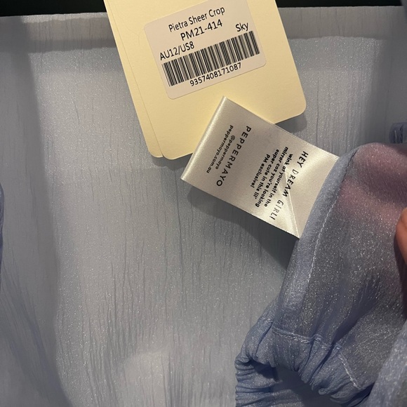 Pepermayo PIETRA sheer crop top in blue size us 8 - Picture 4 of 5